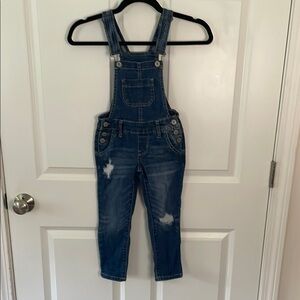 Arizona Jean Co Girls Denim Overalls Size 5 Regular Distressed Blue